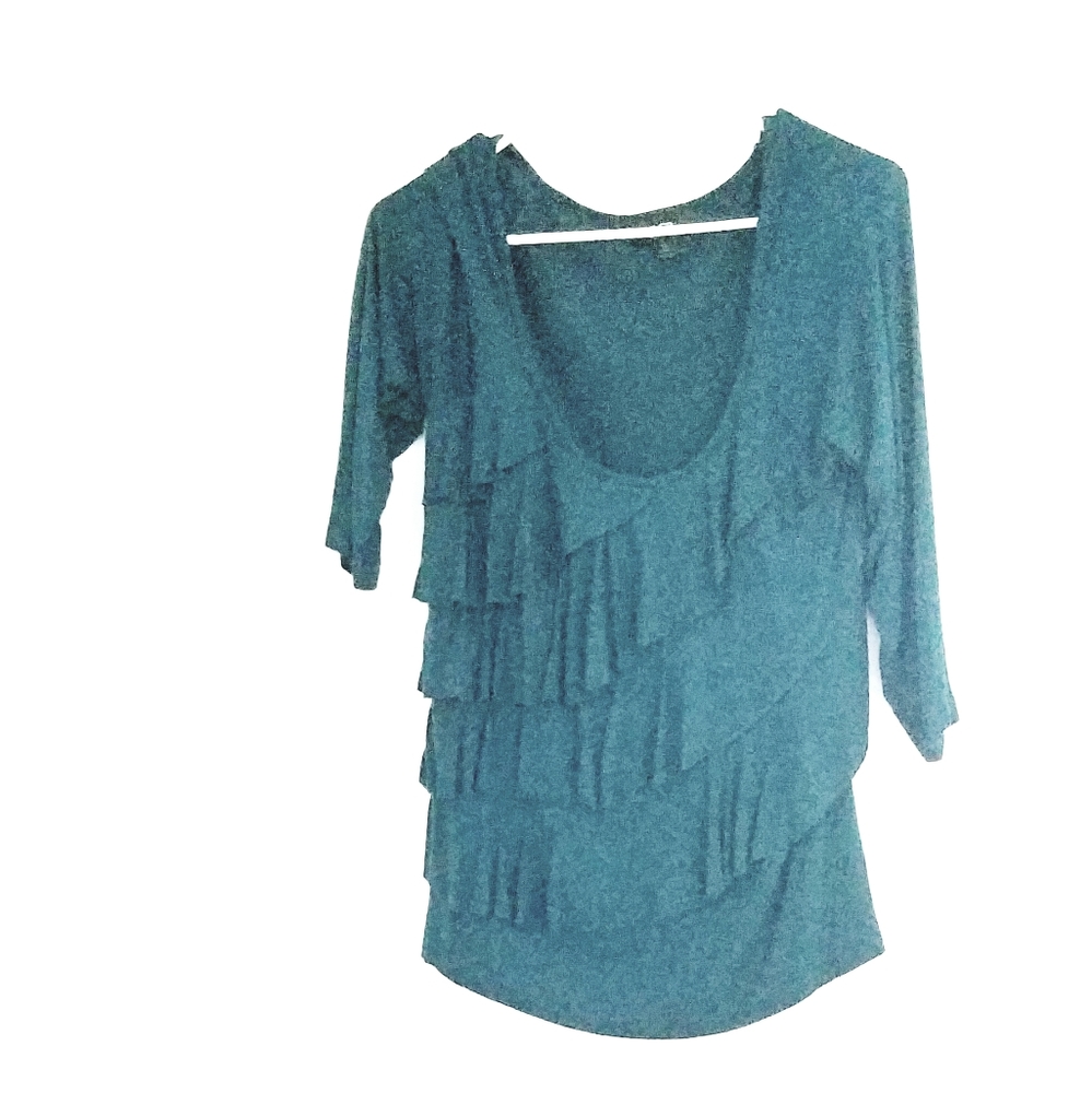 AGB Womens size small blue layered 3/4 sleeve blouse